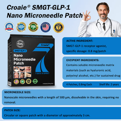 CROAIE Nano Microneedle Patch with SMGT-GLP-1 & Matrixyl 3000 – Slimming, Skin Tightening, Blood Sugar Support, No Injection, 7-Day Result